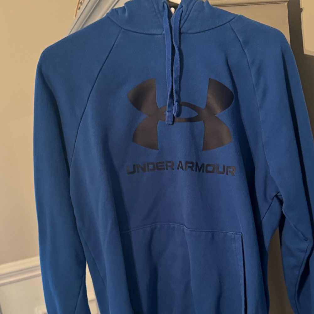 Under Armour Men's Blue Hoodie with Black Logo